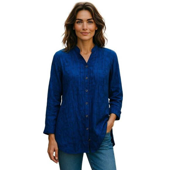 White Stag Tops - Women’s Blue Button Down Blouse Long Sleeve Lightweight Top Size XXL #179
